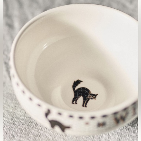 ANTHROPOLOGIE The Bistro Tile Stoneware Nut Bowl: Halloween Edition Witching CAT - Picture 3 of 7